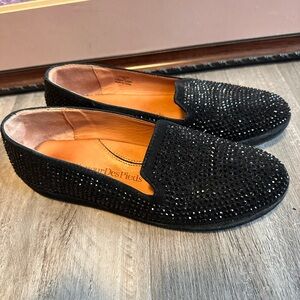 l'amour des pieds size 7 Black Sparkle Smoking Slipper Loafer Correze Style New